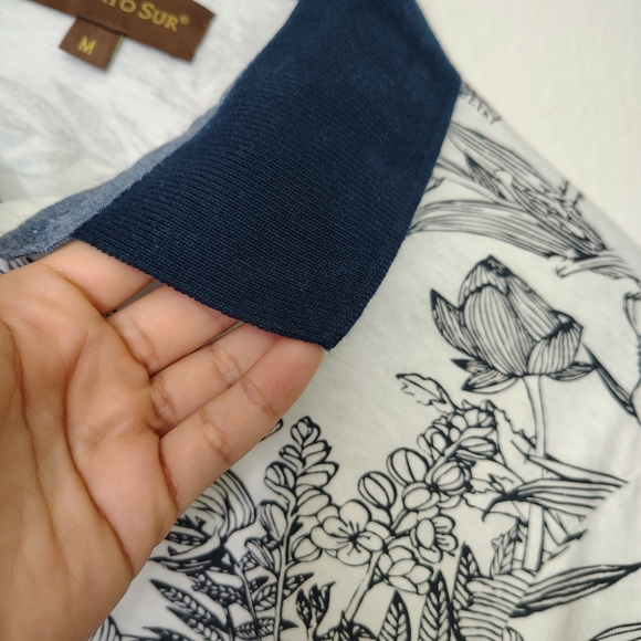 Porto Sur Men's Cotton White Blue Floral Print Polo Shirt Sz M - Picture 3 of 9